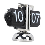 Flip Clock Large Number Battery Powered 304 Stainless Steel Tabletop Retro Flip Clock for Home Office 24 Hours Black Page