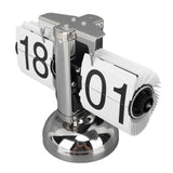 Flip Clock Large Number Battery Powered 304 Stainless Steel Tabletop Retro Flip Clock for Home Office 24 Hours White Page