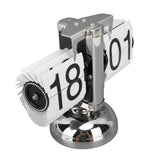 Flip Clock Large Number Battery Powered 304 Stainless Steel Tabletop Retro Flip Clock for Home Office 24 Hours White Page