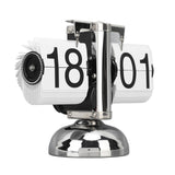 Flip Clock Large Number Battery Powered 304 Stainless Steel Tabletop Retro Flip Clock for Home Office 24 Hours White Page