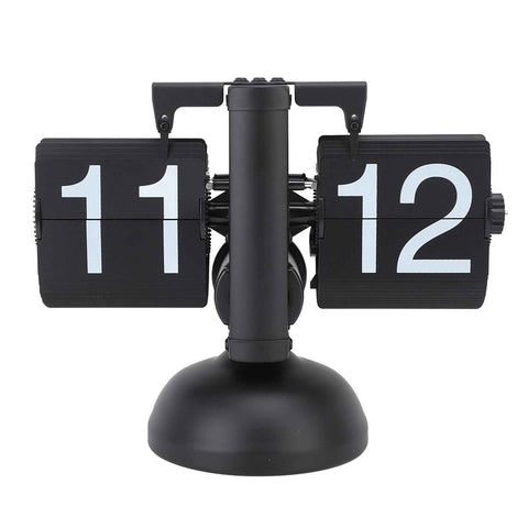Flip Clock Large Number Battery Powered 304 Stainless Steel Tabletop Retro Flip Clock for Home Office 24 Hours All Black In Australia - Darrahopens