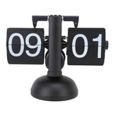 Flip Clock Large Number Battery Powered 304 Stainless Steel Tabletop Retro Flip Clock for Home Office 24 Hours All Black In Australia - Darrahopens