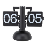 Flip Clock Large Number Battery Powered 304 Stainless Steel Tabletop Retro Flip Clock for Home Office 24 Hours All Black
