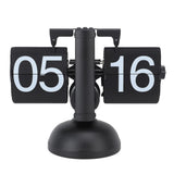 Flip Clock Large Number Battery Powered 304 Stainless Steel Tabletop Retro Flip Clock for Home Office 24 Hours All Black