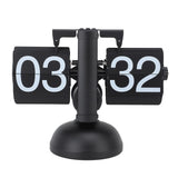 Flip Clock Large Number Battery Powered 304 Stainless Steel Tabletop Retro Flip Clock for Home Office 24 Hours All Black