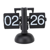 Flip Clock Large Number Battery Powered 304 Stainless Steel Tabletop Retro Flip Clock for Home Office 24 Hours All Black