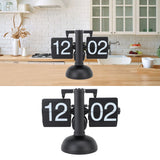 Flip Clock Large Number Battery Powered 304 Stainless Steel Tabletop Retro Flip Clock for Home Office 24 Hours All Black