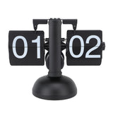 Flip Clock Large Number Battery Powered 304 Stainless Steel Tabletop Retro Flip Clock for Home Office 24 Hours All Black