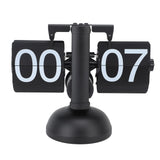 Flip Clock Large Number Battery Powered 304 Stainless Steel Tabletop Retro Flip Clock for Home Office 24 Hours All Black