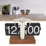 Digital Flip Down Clock Retro Automatic Turning Battery Operated Mechanical Clock for Home Room Office Decoration Stainless Steel Black