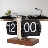 Digital Flip Down Clock Retro Automatic Turning Battery Operated Mechanical Clock for Home Room Office Decoration Stainless Steel Black