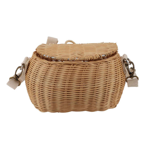 Kids Bike Basket Simple Lid Design Adjustable Strap Light Sturdy Kids Rattan Basket for Cycling School Travel In Australia - Darrahopens