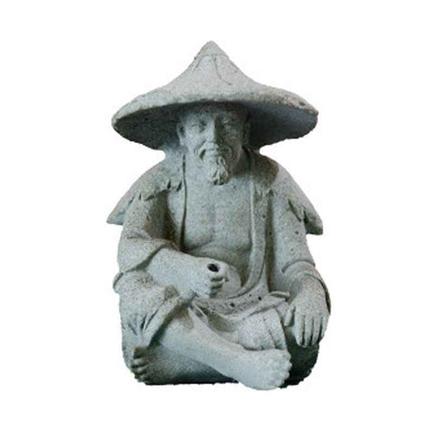 Fisherman Ornament Resin Unique Light Gray Old Man Fishing Statues for Rock Garden Ecological Fish Tank Micro Landscape In Australia - Darrahopens