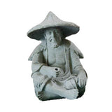 Fisherman Ornament Resin Unique Light Gray Old Man Fishing Statues for Rock Garden Ecological Fish Tank Micro Landscape In Australia - Darrahopens