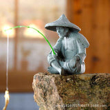 Fisherman Ornament Resin Unique Light Gray Old Man Fishing Statues for Rock Garden Ecological Fish Tank Micro Landscape In Australia - Darrahopens