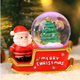 Santa Sleigh Ornament Crystal Globe Ball Light Resin Desktop Christmas Decoration with Battery For Gifts Home