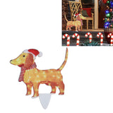 Christmas Dog Yard Decor Light Up with String Light Cute Acrylic Outdoor Animal Decorations for Porch Lawn 05