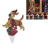Christmas Dog Yard Decor Light Up with String Light Cute Acrylic Outdoor Animal Decorations for Porch Lawn 06