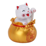 Solar Powered Lucky Cat Lucky Wealth Welcoming Cat Car Decor Desktop Cash Register Opening Decoration Small Eye Gold