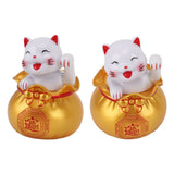 Solar Powered Lucky Cat Lucky Wealth Welcoming Cat Car Decor Desktop Cash Register Opening Decoration Small Eye Gold