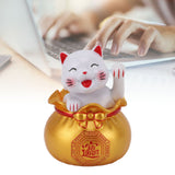 Solar Powered Lucky Cat Lucky Wealth Welcoming Cat Car Decor Desktop Cash Register Opening Decoration Small Eye Gold