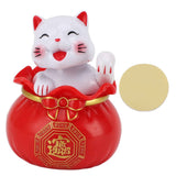 Solar Powered Lucky Cat Lucky Wealth Welcoming Cat Car Decor Desktop Cash Register Opening Decoration Small Eye Red In Australia - Darrahopens