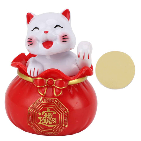 Solar Powered Lucky Cat Lucky Wealth Welcoming Cat Car Decor Desktop Cash Register Opening Decoration Small Eye Red In Australia - Darrahopens
