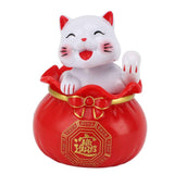 Solar Powered Lucky Cat Lucky Wealth Welcoming Cat Car Decor Desktop Cash Register Opening Decoration Small Eye Red In Australia - Darrahopens
