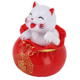 Solar Powered Lucky Cat Lucky Wealth Welcoming Cat Car Decor Desktop Cash Register Opening Decoration Small Eye Red In Australia - Darrahopens