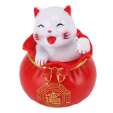 Solar Powered Lucky Cat Lucky Wealth Welcoming Cat Car Decor Desktop Cash Register Opening Decoration Small Eye Red