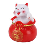 Solar Powered Lucky Cat Lucky Wealth Welcoming Cat Car Decor Desktop Cash Register Opening Decoration Small Eye Red