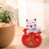 Solar Powered Lucky Cat Lucky Wealth Welcoming Cat Car Decor Desktop Cash Register Opening Decoration Small Eye Red