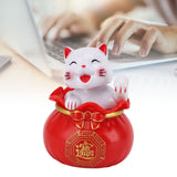 Solar Powered Lucky Cat Lucky Wealth Welcoming Cat Car Decor Desktop Cash Register Opening Decoration Small Eye Red