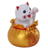 Solar Powered Lucky Cat Lucky Wealth Welcoming Cat Car Decor Desktop Cash Register Opening Decoration Big Eye Gold