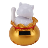 Solar Powered Lucky Cat Lucky Wealth Welcoming Cat Car Decor Desktop Cash Register Opening Decoration Big Eye Gold