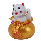Solar Powered Lucky Cat Lucky Wealth Welcoming Cat Car Decor Desktop Cash Register Opening Decoration Big Eye Gold