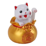 Solar Powered Lucky Cat Lucky Wealth Welcoming Cat Car Decor Desktop Cash Register Opening Decoration Big Eye Gold