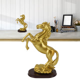 Horse Statue Gold Synthesized Resin Unique Horse Art Figurine for Wine Cabinet Office Leaping Horse