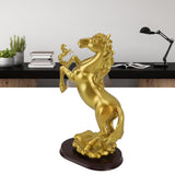 Horse Statue Gold Synthesized Resin Unique Horse Art Figurine for Wine Cabinet Office Leaping Horse