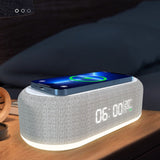 3 in 1 Alarm Clock with Wireless Charging and Night Light Portable Multifunction Desktop Clock Wireless Charger for Bedroom Study