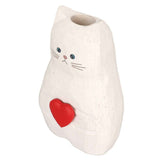Cat Statue Flower Vase White Handmade Textured Wooden Cat Vase for Thanksgiving Day Gift Cat Lovers In Australia - Darrahopens