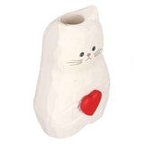 Cat Statue Flower Vase White Handmade Textured Wooden Cat Vase for Thanksgiving Day Gift Cat Lovers In Australia - Darrahopens