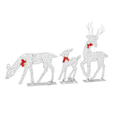3pcs Lighted Christmas Decoration Deer Home Warm White Light Iron LED Reindeer Family Set Tabletop Decor for Outdoor Indoor Glowing Deer ‑01
