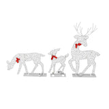 3pcs Lighted Christmas Decoration Deer Home Warm White Light Iron LED Reindeer Family Set Tabletop Decor for Outdoor Indoor Glowing Deer ‑01