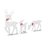 3pcs Lighted Christmas Decoration Deer Home Warm White Light Iron LED Reindeer Family Set Tabletop Decor for Outdoor Indoor Glowing Deer ‑01