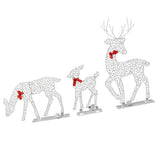 3pcs Lighted Christmas Decoration Deer Home Warm White Light Iron LED Reindeer Family Set Tabletop Decor for Outdoor Indoor Glowing Deer ‑01
