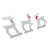 3pcs Lighted Christmas Decoration Deer Home Warm White Light Iron LED Reindeer Family Set Tabletop Decor for Outdoor Indoor Glowing Deer ‑02