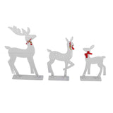 3pcs Lighted Christmas Decoration Deer Home Warm White Light Iron LED Reindeer Family Set Tabletop Decor for Outdoor Indoor Glowing Deer ‑02