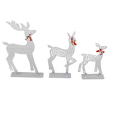 3pcs Lighted Christmas Decoration Deer Home Warm White Light Iron LED Reindeer Family Set Tabletop Decor for Outdoor Indoor Glowing Deer ‑02