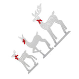 3pcs Lighted Christmas Decoration Deer Home Warm White Light Iron LED Reindeer Family Set Tabletop Decor for Outdoor Indoor Glowing Deer ‑02